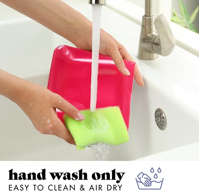 Fit & Fresh Reusable Sandwich Bags (3 Pack) – Leakproof Reusable Food Storage Bags, BPA-Free, Freezer Safe, Eco Friendly Bags for Snacks, Lunch, Meal Prep, Pink Bows