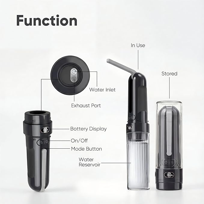 Portable Baby Bidet & Cloth Diaper Sprayer - Travel Irrigator for Baby Butt Cleaning, Rechargeable Handheld Sprayer, 28mm Bottle Compatible (Black)