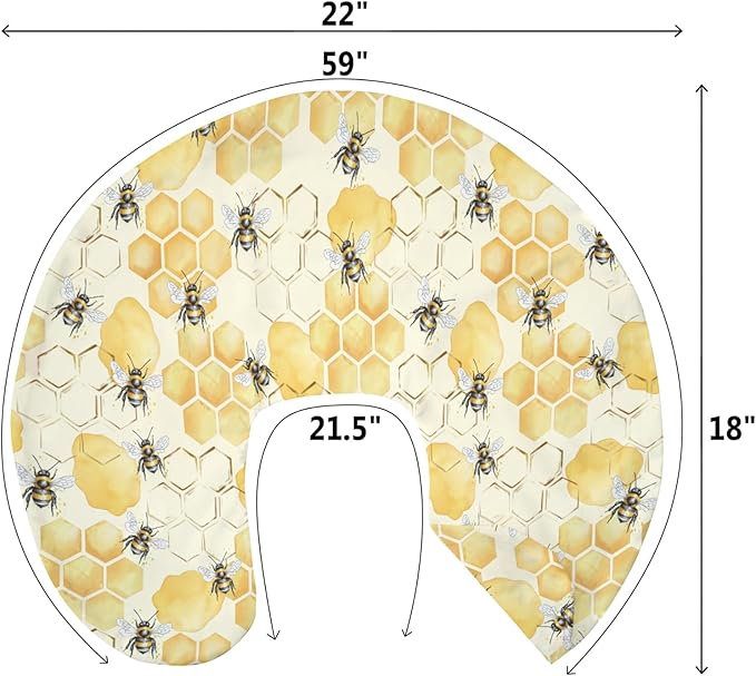 Honeycomb Bees Baby Nursing Pillow Covers for Boy Girl Yellow Bee Honey Nursing Pillow Slipcovers for Breastfeeding Pillows Spring Summer Soft Stretchy Removable Covers for Newborn Infant