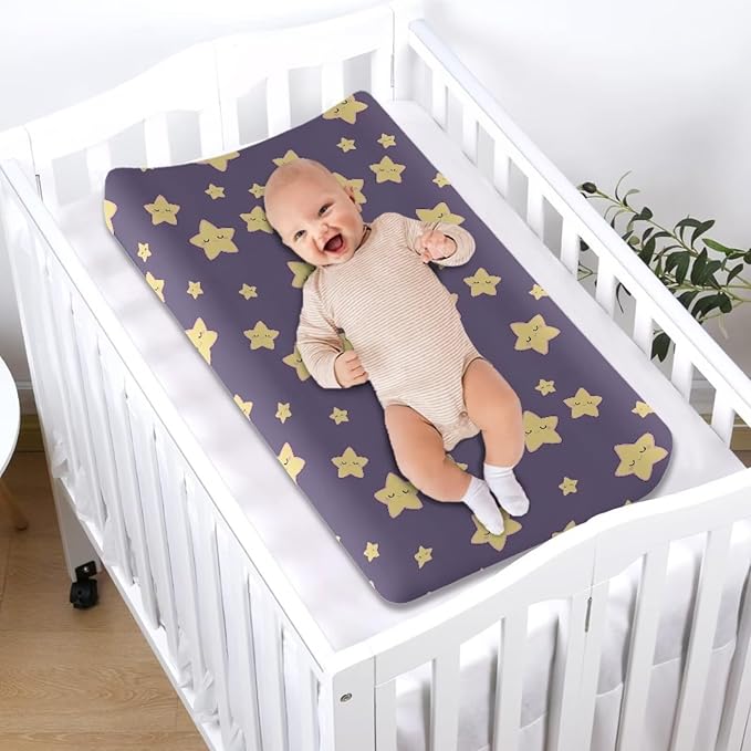 Cartoon Stars Changing Pad Cover Comfy Soft Diaper Change Table Sheets Breathable Baby Boys Girls Changing Pad Protectors, One Size