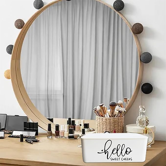 Hello Sweet Cheeks Baby Wipes Dispenser Rustic Farmhouse Bathroom Decor 7.28" L x 4.80" W x 2.75" H Flushable Wipes Container Holder with Sealing Design Lid Easy to Refill (White)