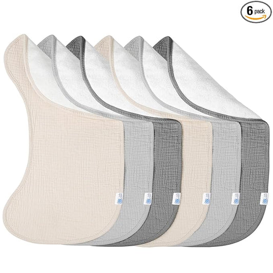 lulumoon Muslin Burp Cloths for Babies: 100% Soft Cotton Large Burping Cloths - Neutral Baby Burp Rags for Boy and Girl - Absorbent Burp Cloth for Spit-Ups 6 Pack