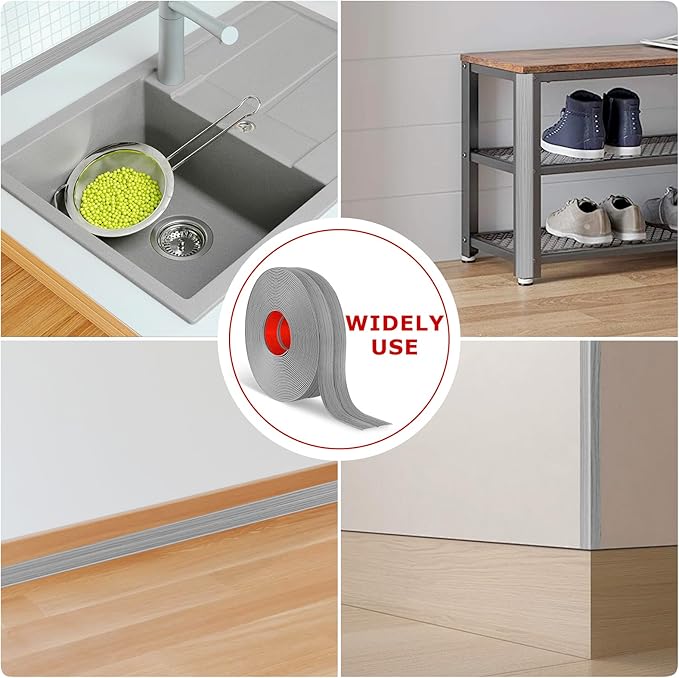 Flexible Wall Corner Protector Moulding Trim Peel and Stick Wall Corner Guards Edge Protector Self Adhesive Molding Trim Strip for Edge Ceiling (Light Gray Wood Grain, 1.6 in x 20 Ft)