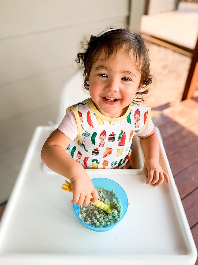 BapronBaby Eric Carle Food Parade Bapron - No Neck Tie Safer Bib for Baby & Toddler - Soft Waterproof Stain Resistant - Machine Washable - Sz Preschool 3-5yrs