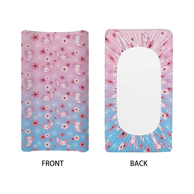 Axolotl Diaper Changing Pad Cover Cherry Blossom Changing Table Covers Salamander Baby Changing Mat Newborn Infant Changing Table Sheets Toddler