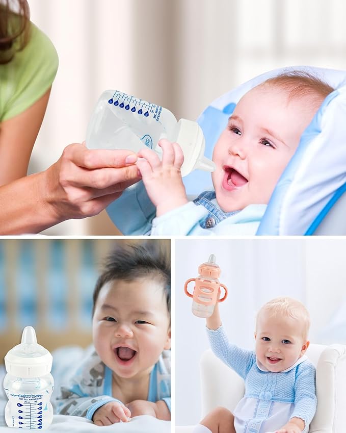 Sippy Nipple for Dr. Brown's Wide-Neck Baby Bottles & Sippy Spout Bottles, Soft 100% Silicone Baby Bottle Sippy Straw Nipple, 6m+,Variable Flow, 4 Count