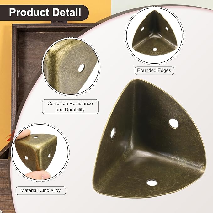 uxcell 8PCS Metal Corner Protector 1.5 x 1.5 x 1.5 Inch Box Edge Guard Protector Zinc Alloy Cabinets Speaker Corners Protector for Furniture Decorative (Vintage Bronze Tone)