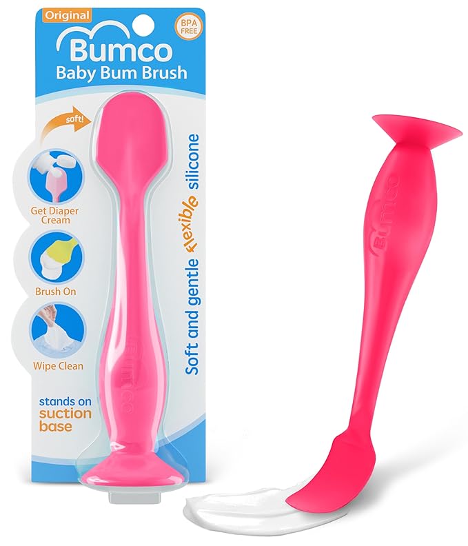 Baby Bum Brush - BPA-Free Diaper Cream Spatula with Suction Cup Base, Soft & Flexible Silicone, Wipe-Clean, Mom-Invented Diaper Bag Essentials