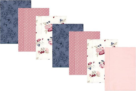 Luvable Friends Hudson Baby Flannel Burp Cloths 7pk, Blush Rose Floral