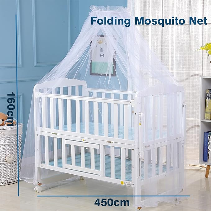Crib Dome Mosquito Net, Universal 160x450cm Lace Decorative Toddler Bed Crib Canopy Netting for Baby Cribs, Breathable Mesh to Keep Mosquitos Away