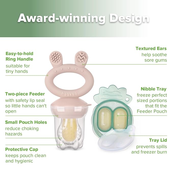 Haakaa Baby Feeder & Baby Popsicle Molds (Sky Blue + Mustard)