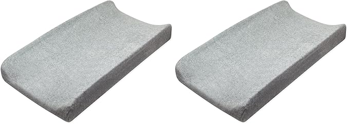 HonestBaby Unisex Baby Organic Cotton Changing Pad Cover and Toddler Sleepers, Gray Heather, One Size US (Pack of 2)
