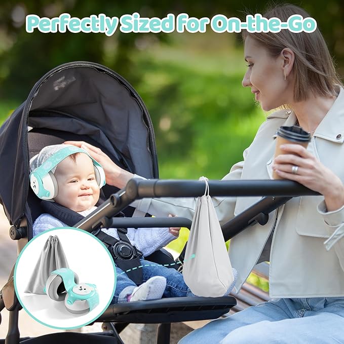 YomauiYee Baby Headphones,Bear Infant Ear Protection Noise Cancelling Headphones for Infants 0-36 Months,Baby Travel Essentials with Carrying Bag Infant Earmuffs for Sleep/Airplane/Outdoor