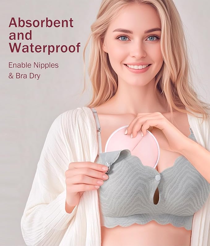 Washable Nursing Pads 10 PCS Reusable Breast Pads for Breastfeeding Soft and Super Absorbent Nipple Pads with Laundry Bag & Travel Storage Bag for Postpartum Essentials - 4.7inch