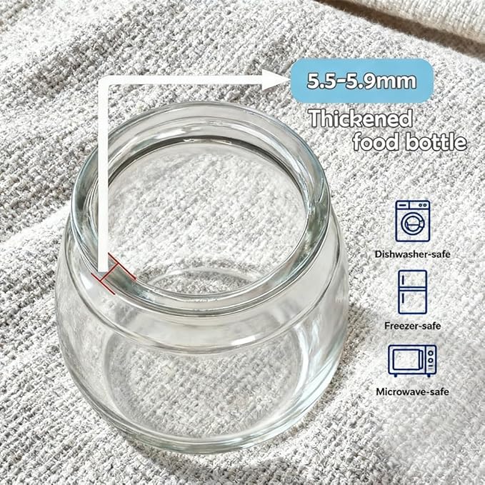 Baby Food Storage Containers,12 Pack Baby Food Containers with Lids,6 oz Glass Baby Food Jars,Small Snack Containers for Toddlers,Thickened Baby Food Storage Containers for Infant and Baby