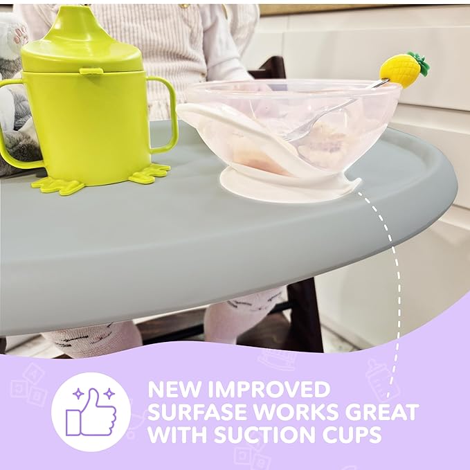 High Chair Tray Compatible with Stokke Trip Trap Chair, Glossy Gray - Ergonomic Curved Design - BPA-Free, Easy to Assemble