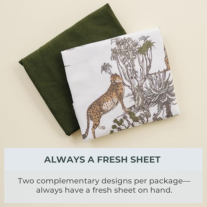 Pobi Baby - 2 Pack Premium Quality Changing Pad Cover - Ultra-Soft Cotton Blend, Stylish Animal Woodland Pattern, Safe and Snug for Baby (Safari)