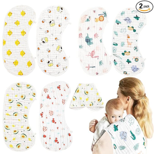 Muslin Burp Cloths, 6 Layers Baby Burp Cloths 6 Pack, Ultra-Soft Burping Cloth, Organic Cotton Boy Girl Burp Cloes Absorbent Spit-Up Cloths Mom Newborn Essentials Gift Set