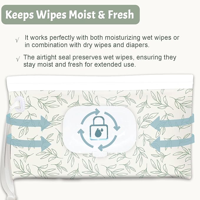 cephira Baby wipes dispenser，portable baby wipes holder for outdoor, Refillable baby wipes container, on the go wet wipe pouch for travel, resuable wipes dispenser for hiking (sage)