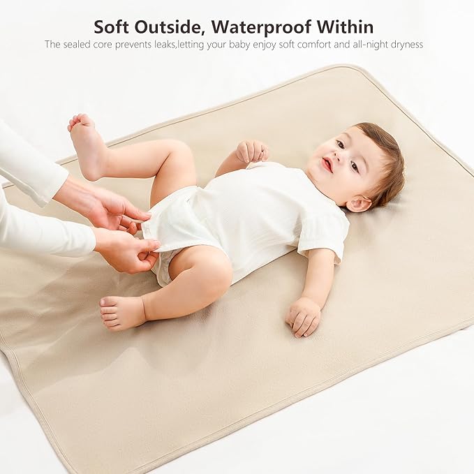 Portable Changing Pad for Baby, Absorbent and Soft Diaper Changing Pad Portable 2 Pack Changing Mat Travel 35 * 29.5 inch, Newborn Shower Gifts - Apricot&Goose