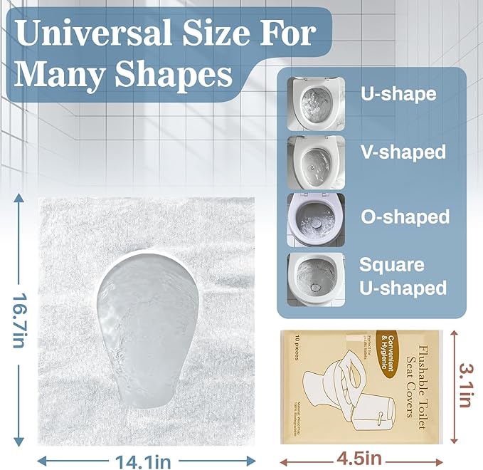RAINFLOW Toilet Seat Covers Disposable Flushable - 10 Pack Portable Travel Toilet Seat Cover, Individually Wrapped Potty Training Covers for Women, Mini Purse Size for Airplane Hotel Camping Bathroom