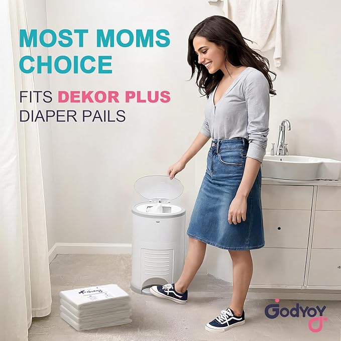 Refills Compatible with DEKOR Plus Diaper Pail Refill Bags| 4 Pack| Super Powerful Odor Eliminator Extra Thick Diaper Pail Bags| Each Holds up to 3016 Diapers| Fresh Lemon Scent| Easy to Replace