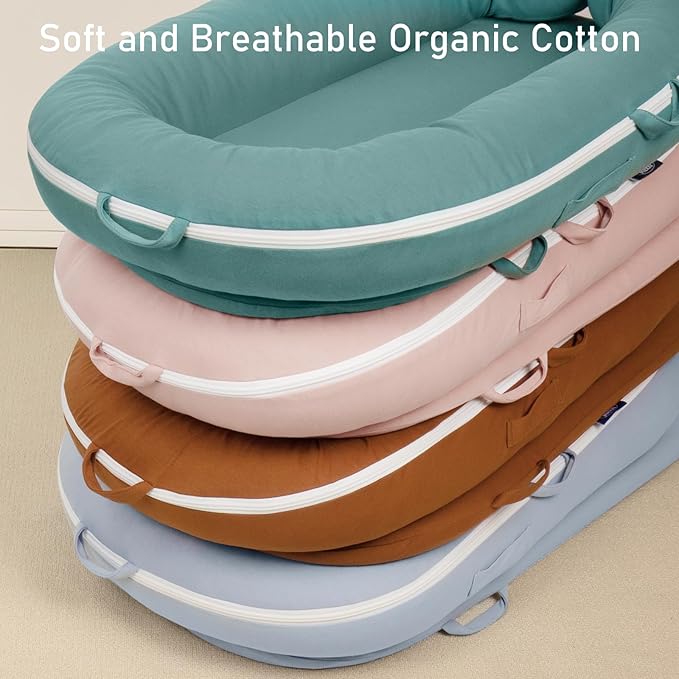 Organic Replacement Cover with Waterproof Pad | Premium Quality Spare Cover Certified Organic Cotton | [Fits Dockatot Deluxe + Docks] (Cover Only) (Sage Green, Waterproof Organic Cotton)