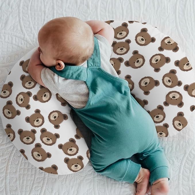 Neutral Boho Bears Baby Nursing Pillow Covers for Boy Girl Cute Brown Bear Nursing Pillow Slipcovers for Breastfeeding Pillows Watercolor Bears Soft Stretchy Slipcover for Newborn Infant