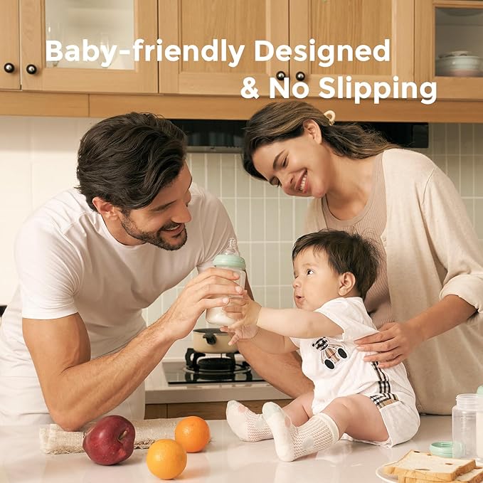 Momcozy Natural Baby Bottle, Wide-Neck, BPA Free Breast Milk Container, Storage Collection Bottle for Fridge & Milk Cooler, Breastfeeding Essential, 10 oz, 4 pcs (Pack of 2)