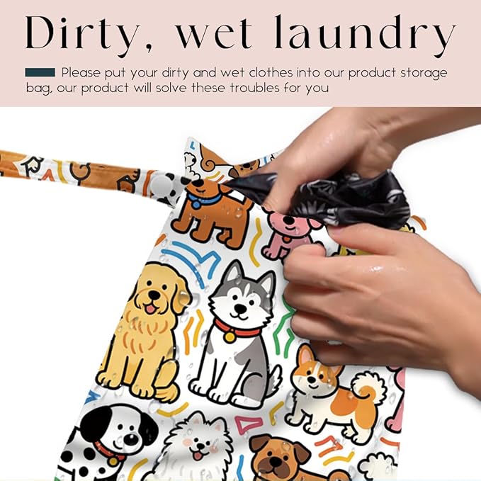 Wet Bag, Wet Dry Bag, Waterproof Swim Bags, Machine Washable Reusable Bags for, Beach, Pool, Diapers, and Dirty Yoga Gym Clothes(Cute Animal‑Decor Design)