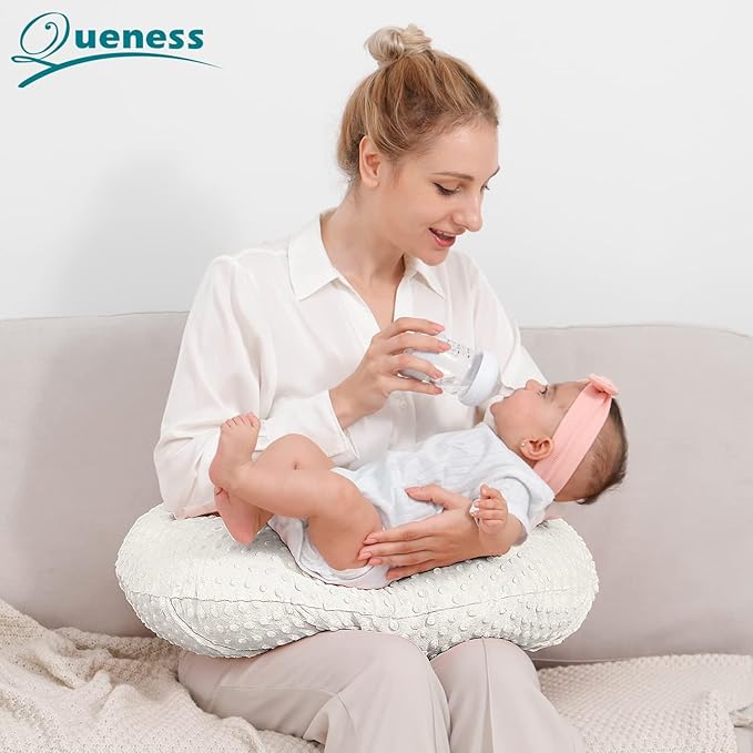 Nursing Pillow Cover Breastfeeding Pillow Cases Plush Dot Slipcover Pillow Sham (Beige)