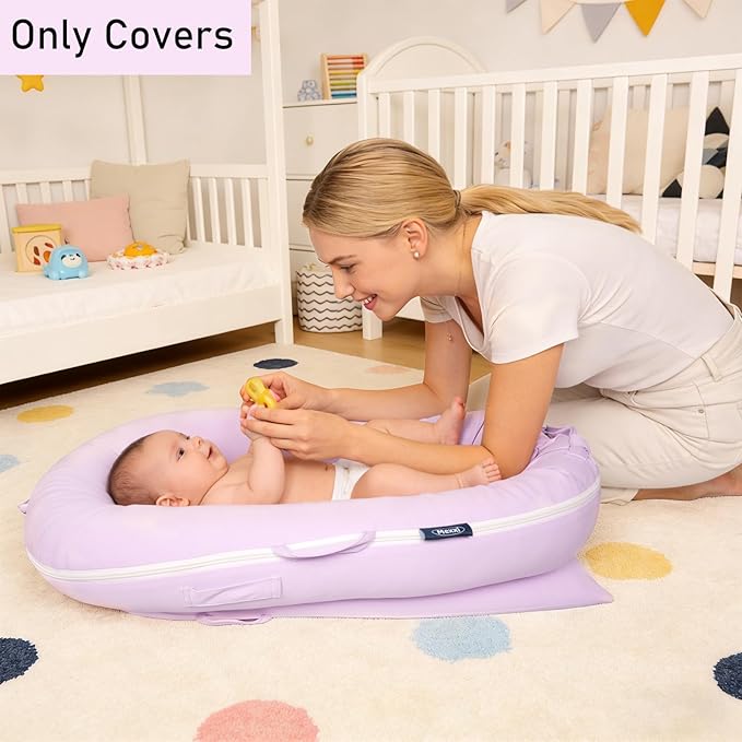 Organic Replacement Cover with Waterproof Pad | Premium Quality Spare Cover Certified Organic Cotton | [Fits Dockatot Deluxe + Docks] (Cover Only) (Lavender, Waterproof Organic Cotton)