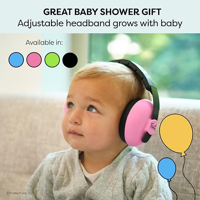 Friday 7Care Baby Ear Protection Noise Cancelling Headphones for Ages 0-24 Months, Pink