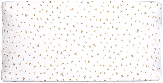 TL Care Printed 100% Natural Cotton Jersey Knit Fitted Contoured Changing Table Pad Cover, Taupe Triangle, Soft Breathable, for Boys and Girls