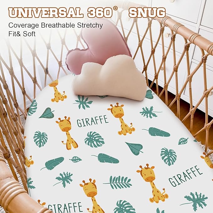 Personalized Baby Changing Pad Cover - 2 Piece Cute Giraffe Print Baby Pee Pad Cover for Diaper Changing Table with Name, Portable Custom Gifts for Infant Baby
