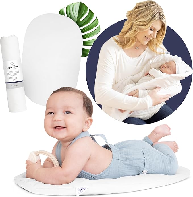 Montessori Baby Topponcino | Multifunctional Authentic Montessori Design | Simple Newborn Holding & Feeding Baby Support Pillow | Clean Infant Tummy Time Mat (Organic, Pure White)