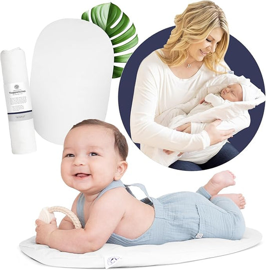 Montessori Baby Topponcino | Multifunctional Authentic Montessori Design | Simple Newborn Holding & Feeding Baby Support Pillow | Clean Infant Tummy Time Mat (Organic, Pure White)