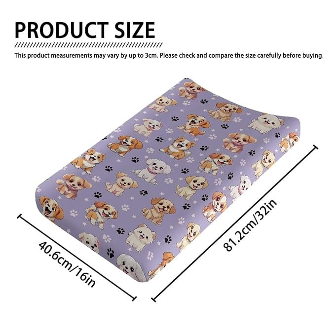 ZDCUSTOM Unisex Baby Sheets for Girls, Baby Changing Table Sheets, Baby Diaper Changing Table Covers Fitted Cradle Sheets for 32"x16" Contoured Pad Dog