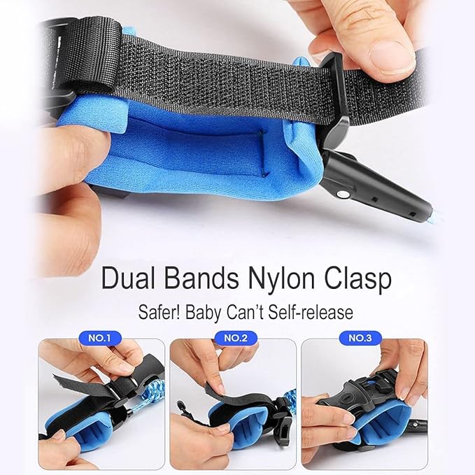Kids Baby Safety Lock Anti-Lost Night Reflective Harness Rope Wristband Child Leash (Blue)