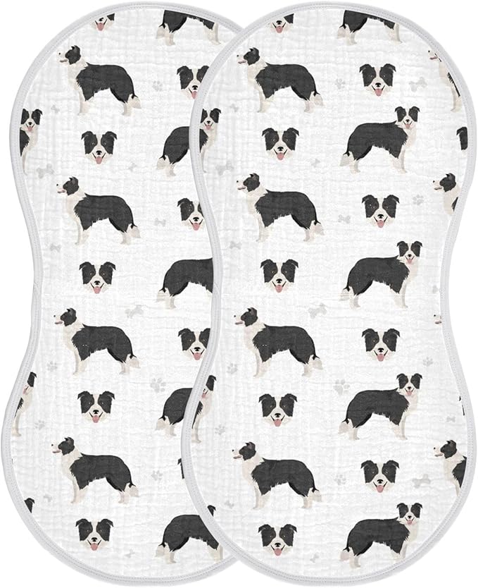 vvfelixl Burp Cloths Border Collie Black for Baby Boy Girls Baby Washcloths Burp Rags 1 Pack