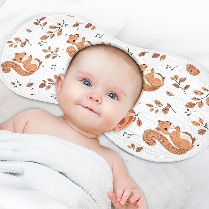 vvfelixl Baby Burp Cloths Cute Squirrel with Tail Baby Newborn Cotton Burping Cloths Set Babys Washcloths 4 Pack