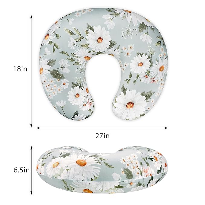 Pea Pod Nursing Pillow Cover Breastfeeding Pillow Slipcover for Moms Soft Breathable, Newborn Infant Feeding Pillow Covers for Baby Girl Boy, Daisy