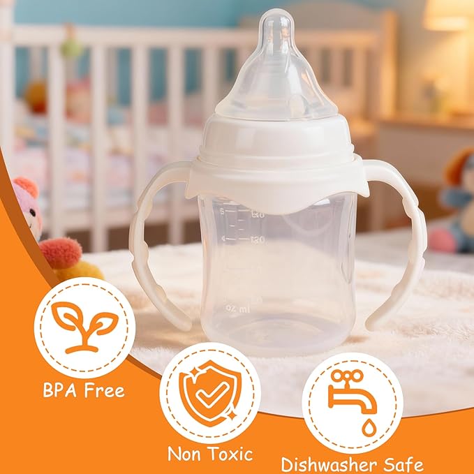 6 Pack Baby Bottle Handles for Evenflo Wide Neck 5oz & 9oz Baby Bottle, Ergonomic Non Slip Grip Easy Changing BPA Free Replacement Holder for Newborn Bottles