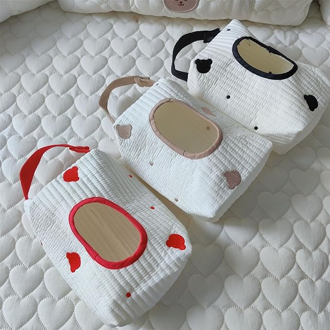 Practical Wet Wipe Storage Bag with Embroidery Designings Stylish Bear Embroidery Wet Wipe Pouches for Travel