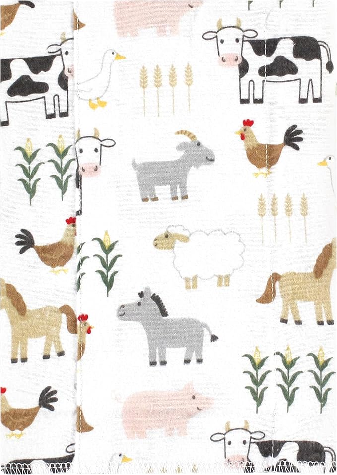 Luvable Friends Hudson Baby Flannel Burp Cloths 7pk, Pastoral Farm