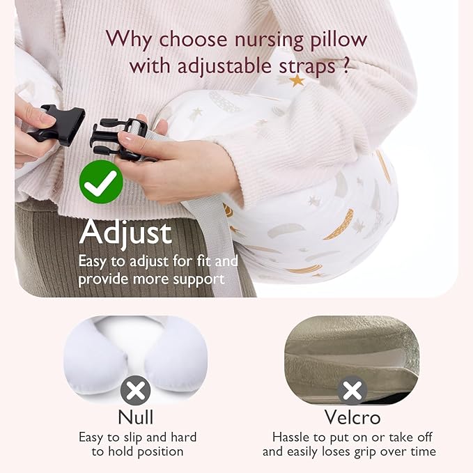 Momcozy Original Nursing Pillow for Breastfeeding-Innovative Safety Guard - Wider Feeding Pillows for More Support for Mom & Baby- Easier Nursing & Hand Free- Fit for All, Removable Cotton Cover