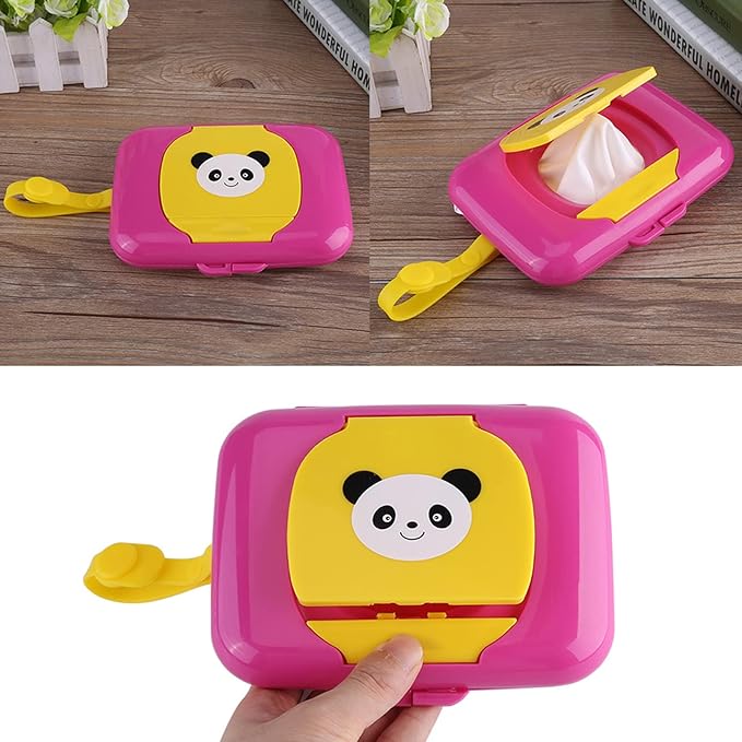Wet Wipes Storage Box, Baby Wipes Dispenser, Portable Refillable Baby Wet Wipe Pouch Dispenser, Reusable Stroller Wet Wipes Box for Outdoor Travel(Rose)