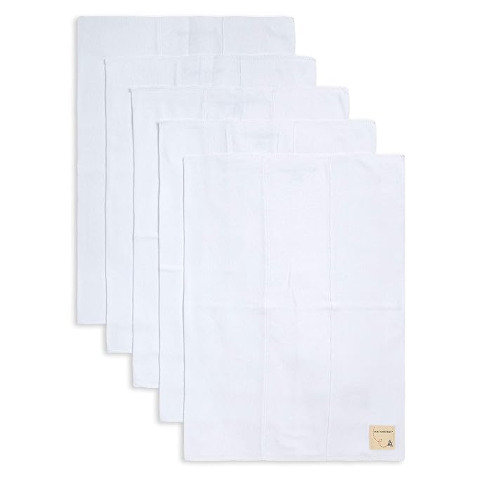 Burts Bees Baby Infant Burp Cloths, 100% Organic Cotton Extra Absorbent Soft Fabric Drool Cloths, 5-Pack Newborn Must-Have Essential Large Burping Cloths, One Size 17 x 11.75 Inches