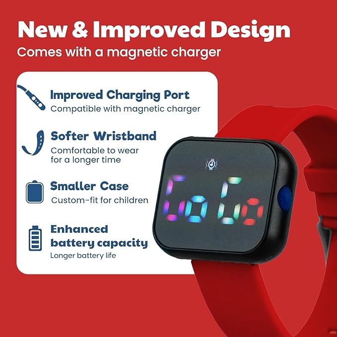 Potty Training Watch for Kids V4 – A Water Resistant Toilet Reminder Device for Boys & Girls to Train Your Toddler with Fun/Musical & Vibration Interval Reminder with Potty Training eBook (Red)