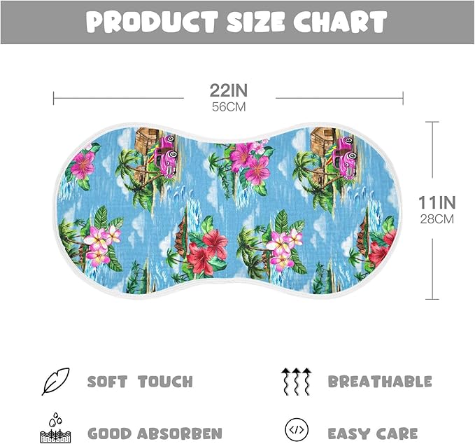 Muslin Burp Cloths for Baby Boys and Girls - 2-Pack Ultra Absorbent Vintage Hawaiian Tropical Muslin Washcloths, Newborn Towel, Milk Spit Up Rags, Burp Cloth Bibs for Unisex, 22 x 11 Inch